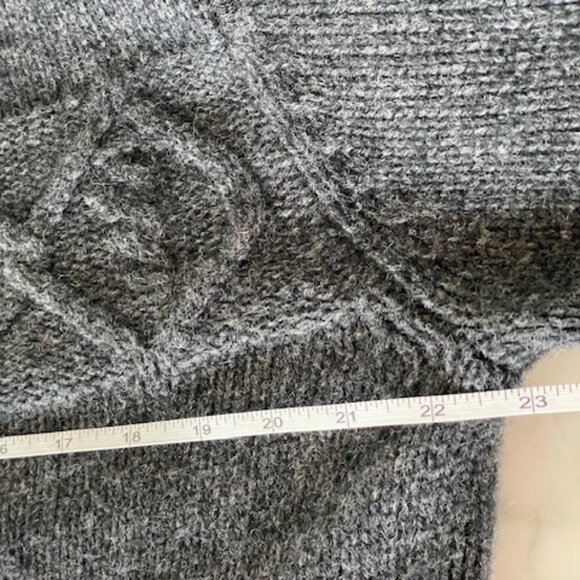 TALBOTS Faux Fur Nordic Lambs Wool Zip Front Removable Collar Cardigan Sweater M - Picture 15 of 17